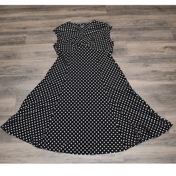 Chaps Black Polka Dot Sleeveless Fit & Flare Dress - Women's XL - Picture 1 of 11